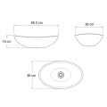 Rysunek techniczny  umywalki wolnostojącej z wymiarami 60,5 x 36 x 15 cm