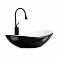 Biało-czarna umywalka nablatowa ZUZAN BIAŁO-CZARNA  Veldman z czarną baterią