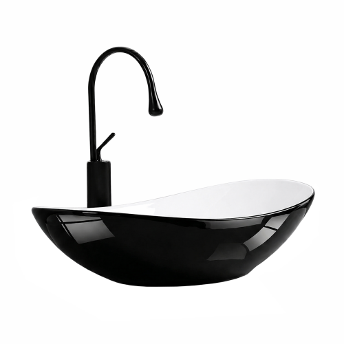 VELDMAN Umywalka nablatowa ZUZAN 60 cm biało czarna połysk
