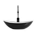 Umywalka ZUZAN biała czarna krawędź, owalna elegancka forma nowoczesna