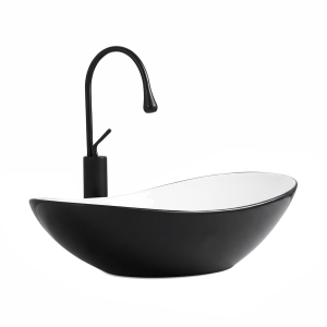 VELDMAN Umywalka nablatowa ZUZAN 60 cm biało czarny mat
