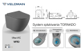 Ciemnoszara wisząca misa WC VITO SLIM, rysunek techniczny, , grafika systemu spłukiwania Rimless Tornado