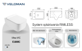 Biała wisząca misa WC CUBIC SLIM, rysunek techniczny