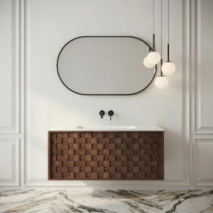 VELDMAN Szafka łazienkowa wisząca z umywalką wzór 3D TERRA orzech 80 cm