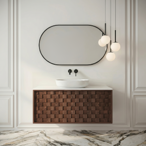 VELDMAN Szafka łazienkowa wisząca z blatem wzór 3D TERRA orzech 80 cm