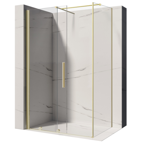 VELDMAN Kabina prysznicowa przesuwna złote szczotkowane profile PRIMA 8 mm 130x80 cm