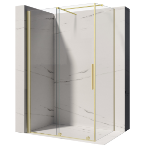 VELDMAN Kabina prysznicowa przesuwna złote szczotkowane profile PRIMA 8 mm 150x100 cm