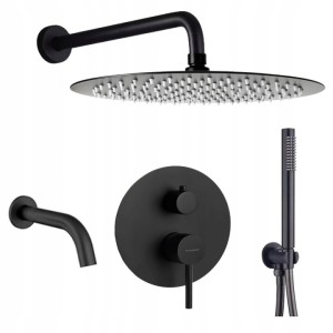 VELDMAN Czarny zestaw podtynkowy 3-funkcyjny COSTA black 30 cm