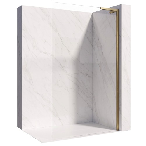 VELDMAN Ścianka prysznicowa MILAN 8 mm 70 cm złoty szczotkowany wspornik L prawy  