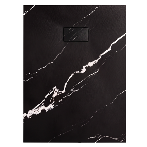 VELDMAN Czarny marmur brodzik prysznicowy TORINO SLIM 90 x 120 cm syfon