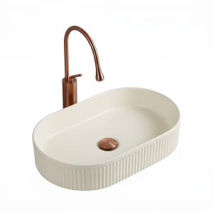 VELDMAN Umywalka ceramiczna ryflowana VERONA 58 BEŻOWY MAT kaszmir