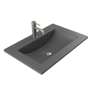 VELDMAN Umywalka ceramiczna wpuszczana w blat LACUS 80 cm szara matowa