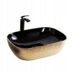 VELDMAN Umywalka ceramiczna TOKYO SLIM czarno złota  skóra węża