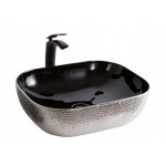 VELDMAN Umywalka ceramiczna  TOKYO SLIM czarno srebrna skóra węża